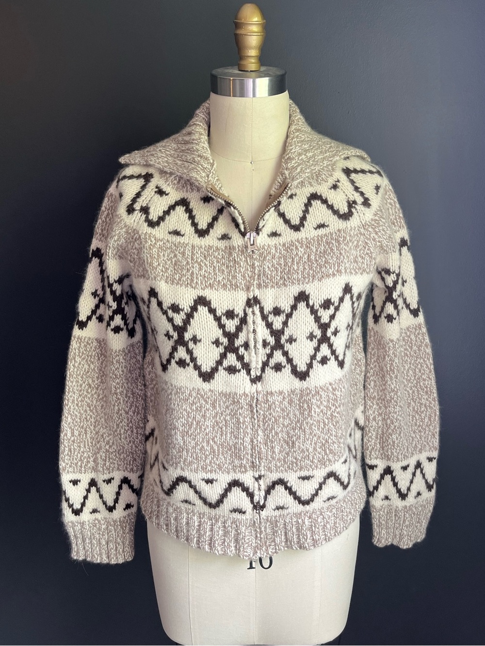 J.Crew Lambswool & Angora Full Zip Dude Sweater- Size L